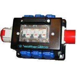 Coffret de distribution type 654 - polyéthylène, connecteurs CEE 32A 400V IP44 et socles protégés