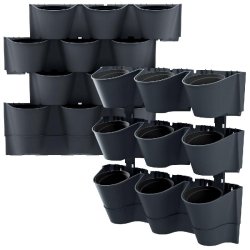 Prosperplast - Jardinière verticale Cascade Wall en plastique, coloris anthracite, 67 x 17,7 x 57 cm - gris plastique ZA1388