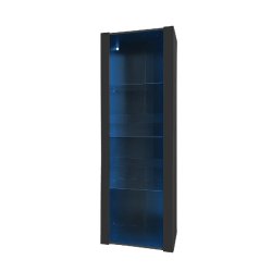 Merax Vitrine noire brillante avec éclairage LED, 3 compartiments en verre, 55*38*166 cm, vitrine, armoire sur pied, armoire de rangement - noir mult