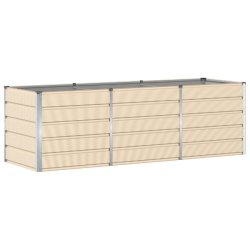 Helloshop26 - Jardinière moderne en acier 240 x 80 x 75 cm design épuré pour intérieur et extérieur en acier ivoire 02_0059148 - acier 3000240973925
