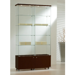 Vitrine très haute standard 12/22MVA - wengé - 8 tablettes amovibles - verre trempé et bois