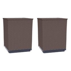 Helloshop26 - Jardinière bac lit surélevé plantes fleurs jardin terrasses lot de 2 30 x 30 x 37 cm polypropylène marron 02_0038925 - marron 300021