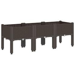 Helloshop26 - Jardinière bac lit surélevé plantes fleurs terrasse jardin avec pieds 120 x 40 x 42 cm PP marron 02_0038151 - marron 3000214115962