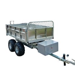 Remorque double essieu 4 roues 1400kg benne galvanisée basculante hydraulique 2000x1170x400mm Torros AHR1400H