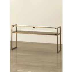 Vitrine TM/150TVA - Gold - Vitrine d'exposition en verre avec structure bronze, LED et pieds réglables