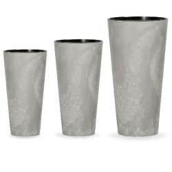 WellHome - Tubus Slim Effect, lot de 3 pots 15,5/27/64 L, coloris ciment - gris plastique PK2954