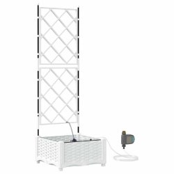 Helloshop26 - Cache-pot de jardin moderne avec système d'irrigation 40 x 40 x 126 cm en acier blanc 02_0058611 - blanc acier 3000240682155