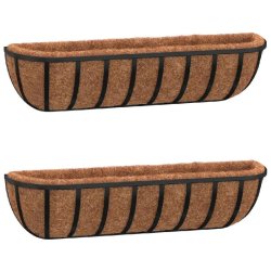 Helloshop26 - Lot de 2 jardinières murales en acier robuste 91 x 20 x 23 cm pour balcon jardin décoration en coco noir 02_0046614 - noir acier 30002