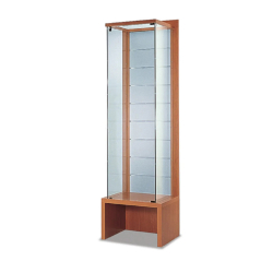 Vitrine d'exposition en verre 60/VDVA - Présentoir mural et rangement intégré - Dimensions 64x46x218 cm