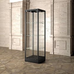 Vitrine Museum métal Colonne 60x60xH200cm - livrée pré-montée - noir