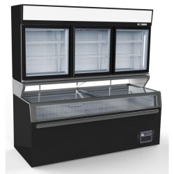 Vitrine murale congélateur en 3 portes noire - gaz écologique r290
