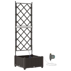 Helloshop26 - Cache-pot de jardin élancé moderne 40 x 40 x 126 cm durable avec système d'irrigation en acier marron 02_0058523 02_0058523 - marron
