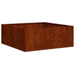 Helloshop26 - Jardinière carrée design moderne pour jardin 80 x 80 x 30 cm avec fond ouvert esthétique rouillé en acier 02_0051587 02_0051587 - ve