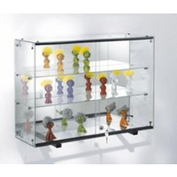 Vitrines d'exposition murales en verre trempé sécurit avec serrure - fond miroir