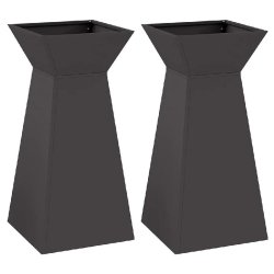 Helloshop26 - Lot de 2 jardinières à pilier 35 x 35 x 73 cm pour extérieur design moderne style contemporain en plastique noir 02_0052397 - noir 30