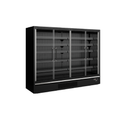 Vitrine ventilée positive 1258 Litres, 6 niveaux, 4 portes vitrées battantes, noire, 868 W, 220 V - MONO