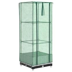 Helloshop26 - Jardinière bac lit surélevé plantes fleurs terrasse jardin surélevée avec housse aspect rotin 40 x 40 x 123 cm blanc - blanc 300021