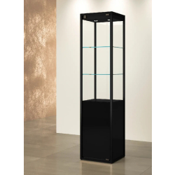 Vitrine TM/45VMVA - noir muséo - vitrine d'exposition en verre avec finition bronze, serrure et éclairage LED
