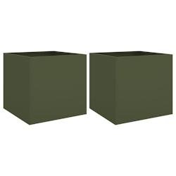 Helloshop26 - Jardinière bac lit surélevé plantes fleurs jardin terrasses lot de 2 olive 42 x 40 x 39 cm acier vert 02_0039084 - vert acier 3000218
