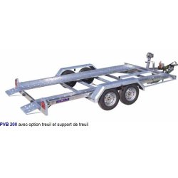 Remorque porte-voiture ECIM PVB 200 - roues extérieures, PTC 2000 kg, avec option treuil et support de treuil