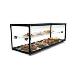 Vitrine neutre à poser - 2 niveaux - 920 x 320 mm - verre trempé - EP30M | Sayl Barcelona - Sans lumière LED - noir 674005069555