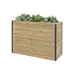 HORTALIA Jardinière en bois avec réserve d’eau Nidum 110 x 40 x 80 cm – Intérieur et extérieur - marron Bois massif N1148AL