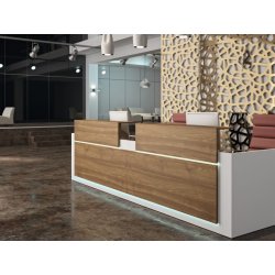 Banque d'accueil droite classique en bois - AVANT, design adaptable à tout environnement