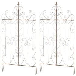 Décoshop26 - Lot de 2 treillis de jardin support pour plantes grimpantes 133x99 cm en métal marron vieilli 10_0003836 10_0003836 - métal 3000251798555