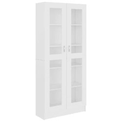 Helloshop26 - Armoire à vitrine classique 82,5 x 30,5 x 185 cm rangement pratique décoration épuré en bois blanc 02_0047760 - blanc verre 30002349