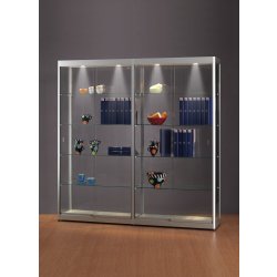 Vitrine haute argent l 200 cm avec structure aluminium et eclairage led