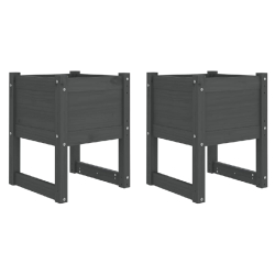 Helloshop26 - Jardinière bac lit surélevé plantes fleurs jardin terrasses lot de 2 40 x 40 x 52,5 cm bois massif de pin gris 02_0038962 - gris Bois