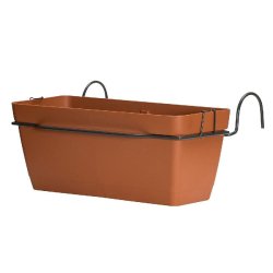 ArtPlast - Jardinière de balcon 7,5 L avec crochet 39,5x29x18 cm, terracotta - Collection LOLEGO FLY SQUARE - orange plastique polypropylène ZA2210