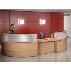 Banque d'accueil Access - Design vague - Disponible en noyer clair et érable blanc