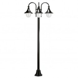 Lampadaire extérieur Trom - 3 lanternes - IP43 - 3xE27 42W - livré avec son mât - coloris noir