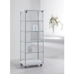 Vitrine standard en verre 53-14VA - blanc poli - 4 tablettes amovibles - porte avec serrure