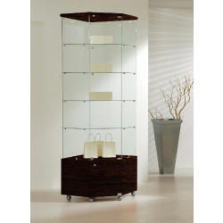 Vitrine haute d'angle 7/22MVA - verre trempé - couleur wengé - dimensions 68x68x220 cm