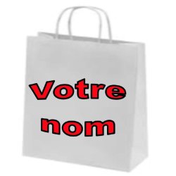 250 Sacs personnalisés, kraft brun ou blanc, à poignées torsadées, 140x80x210 mm - SKFTPTBC-DN01/2P