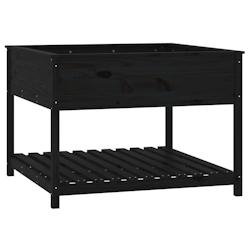 Helloshop26 - Jardinière bac lit surélevé plantes fleurs terrasse jardin et étagère 111,5 x 111,5 x 81 cm bois massif de pin noir 02_0038614 - no
