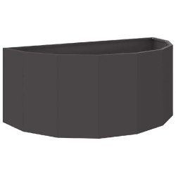Helloshop26 - Jardinière demi-ronde moderne pour jardin terrasse 90 x 45 x 35 cm en acier noir - noir acier 3000237656954