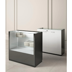 Vitrine comptoir en verre GL-10BGVA - 100x46x95 cm avec porte sécurisée et meuble de rangement intégré