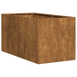Helloshop26 - Jardinière rectangulaire ouverte pour balcon jardin 40 x 80 x 40 cm espace de culture idéal tendance en acier rouillé 02_0051522 - ve
