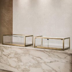 Vitrine T-Métal de comptoir à poser 95x45xH32,5cm 1 bande LED - bronze