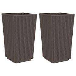 Helloshop26 - Jardinière bac lit surélevé plantes fleurs jardin terrasses lot de 2 32,5 x 32,5 x 57 cm polypropylène marron 02_0038936 - marron 30