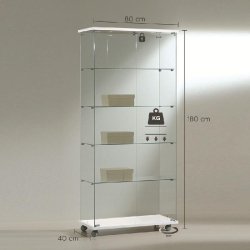 Vitrine colonne éclairage LED en verre trempé sur roulettes 80x40x180 cm