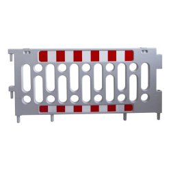 Barrière de sécurité polypropylène 2000mm - adhésif réfléchissant classe 1, pieds rotatifs - Gris / Sans pied / 2000
