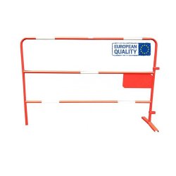 Barrière de chantier robuste - Tube diamètre 28mm - Plaque latérale 165x330mm - Prix au mètre linéaire