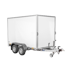 Remorque fourgon en bois SARIS - 2 essieux roues extérieures - PTAC 2700 Kg - 356 x 169 x H180 cm - Référence GO 356 169 180 2700 2