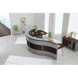 Banque d'accueil Obade Wengé - Référence OBADE 21 - Fabricant CLEN - Modules assis et debout