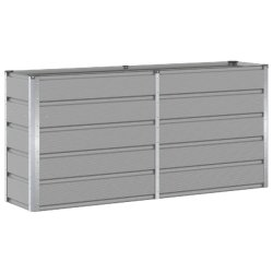 Helloshop26 - Jardinière moderne pour extérieur et intérieur 160 x 40 x 75 cm design épuré ambiance cosy en acier gris clair - gris acier 3000240