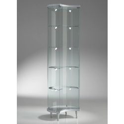 Vitrine cylindrique colonne demie-lune 203/MLVA - éclairage LED - 4 tablettes réglables - gris clair